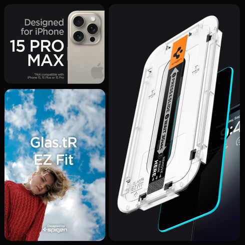 Spigen iPhone 15 Series Screen Protector GLAS.tR EZ Fit | Privacy